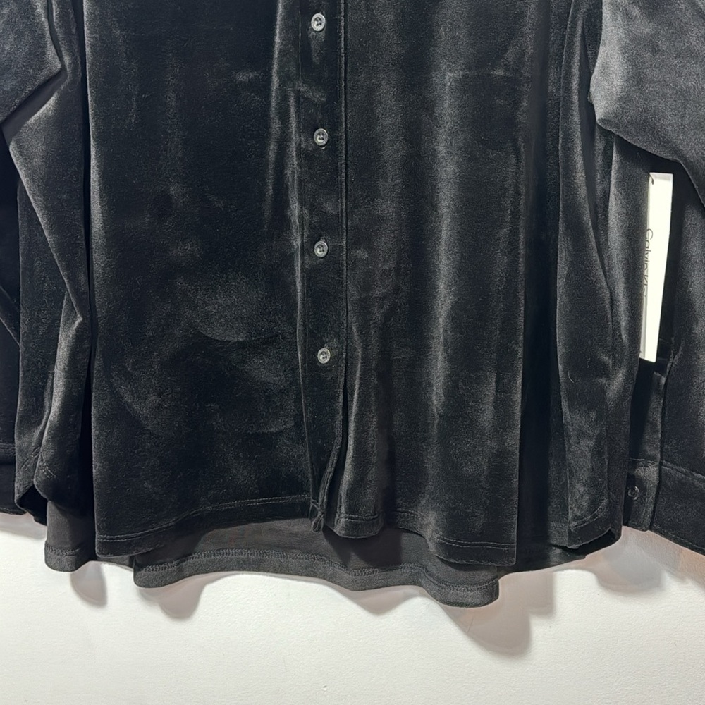 Calvin Klein Black Velour Button Front Shirts in Size 1X & 2x - Picture 4 of 12